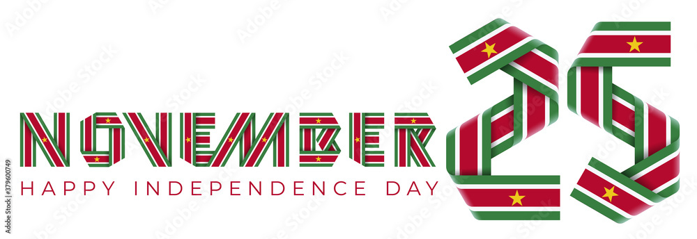November 25, Independence Day of Suriname congratulatory design with
