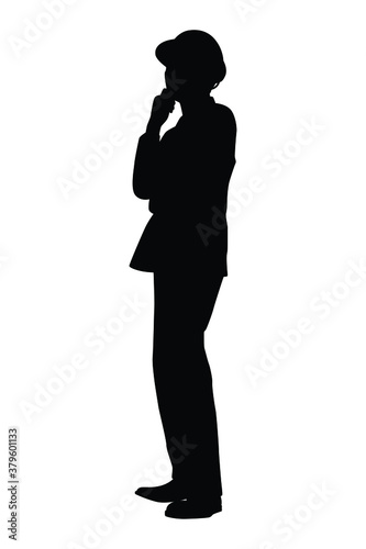 Standing engineer silhouette vector