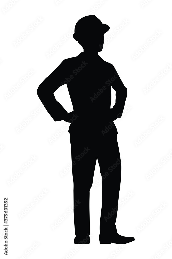 Standing engineer silhouette vector