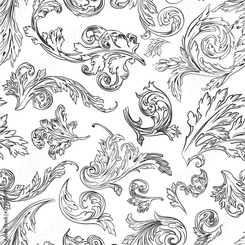 Vintage floral leaves and shapes, wallpaper with foliage