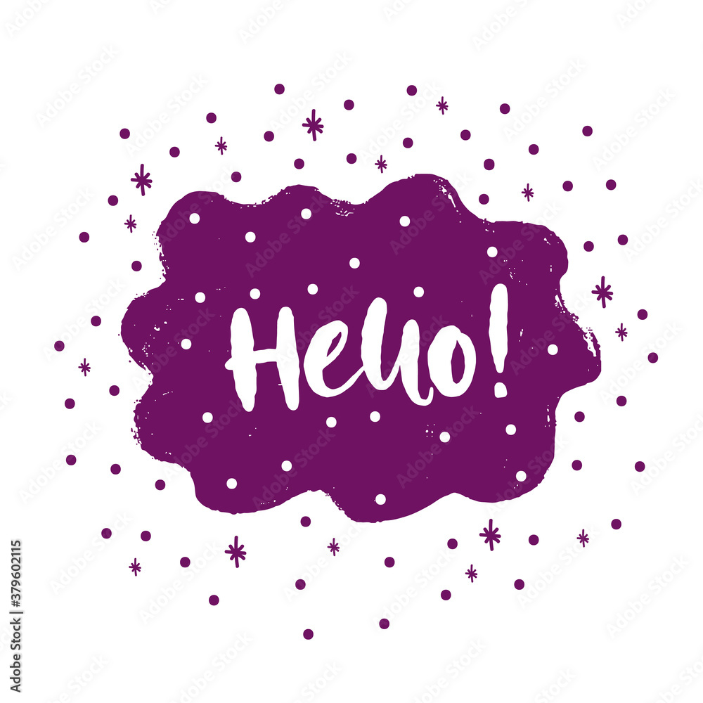 Obraz premium Bubble speech exclamation Hello communicate. Hand drawn doodle.