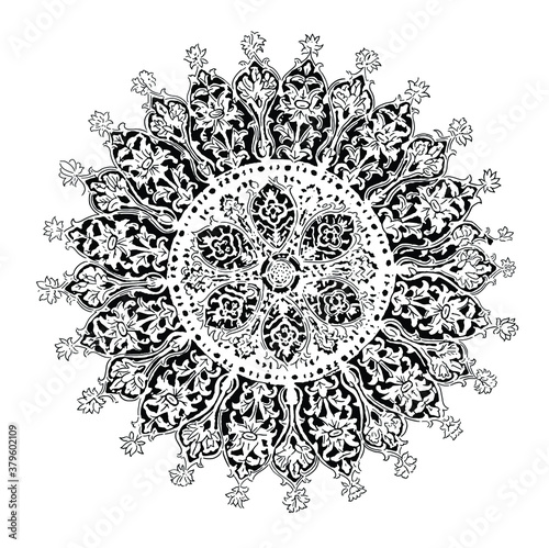 Fototapeta Naklejka Na Ścianę i Meble -  Mandala vector, a geometric lace element, suitable for print on various things, card or invitations designs in an ethical style, ottoman motifs, Turkish, Islam, Arabic, Indian