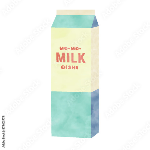 やさしい水彩カラーの牛乳のイラスト