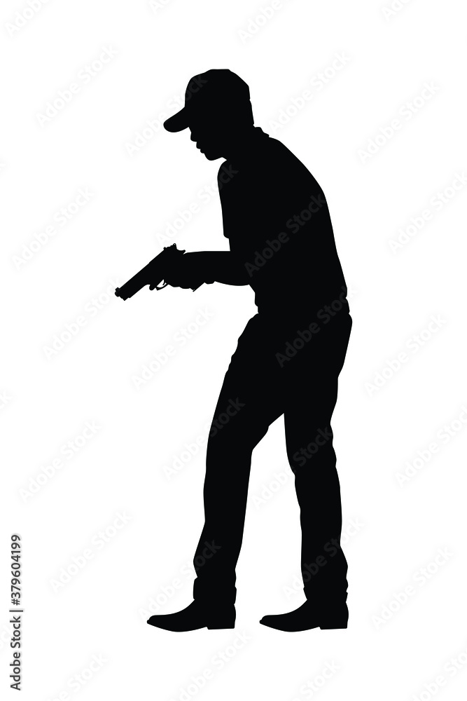 Gun shooting instructor silhouette vector