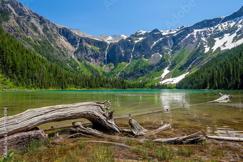 Scenic mountain views, Avalanche Lake, Glacier National Park Montana photo