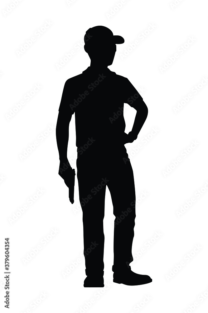 Obraz premium Gun shooting instructor silhouette vector