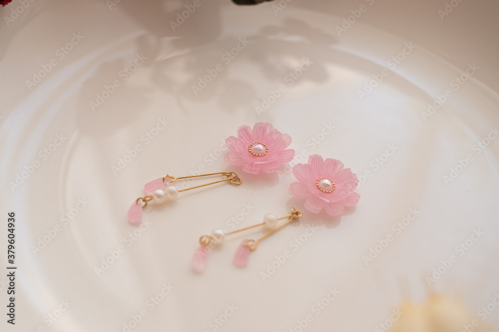 Handmade flower earrings made from Praban Handmade flower earrings made from Praban
