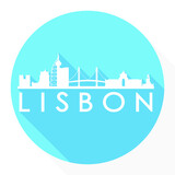 Lisbon Portugal Europe Flat Icon Skyline Silhouette Design City Vector Art Famous Buildings.