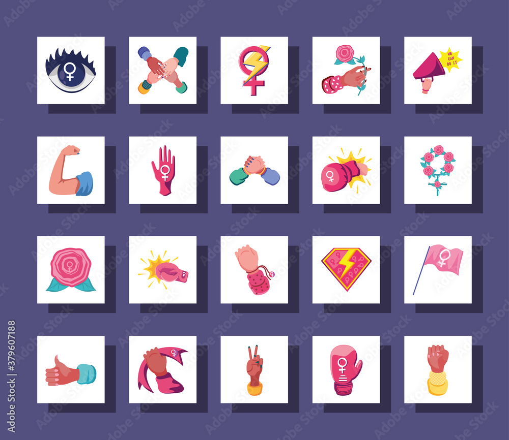 feminism detailed style icons bundle vector design feminism detailed style icons bundle vector design
