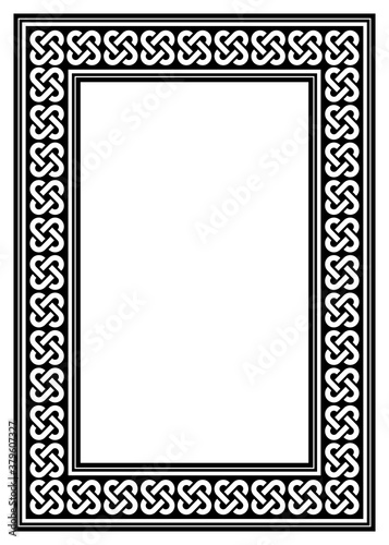Celtic Irish frame vector design, ractangle braided pattern in 5x7 format perfect for greeting card or wedding invitation
 