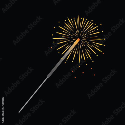 colorful party sparkler isolated on black vector illustration EPS10