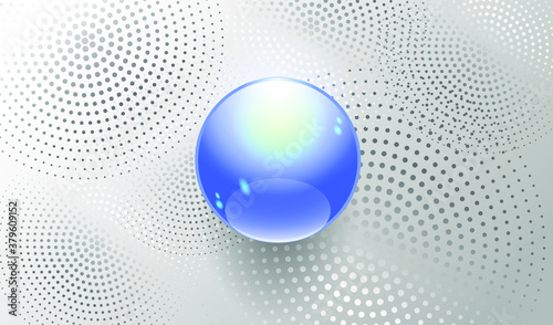 Abstract light background with big blue glass sphere. Vector EPS10