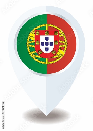 Flag of Portugal, location icon For Multipurpose. Portuguese Republic.