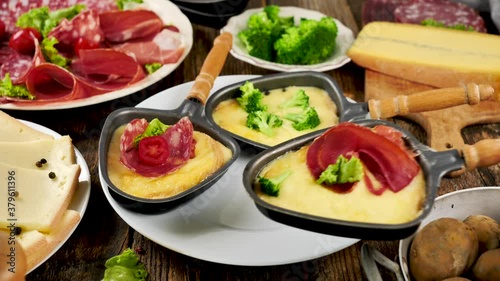 Wallpaper Mural cheese raclette with salami and broccoli Torontodigital.ca