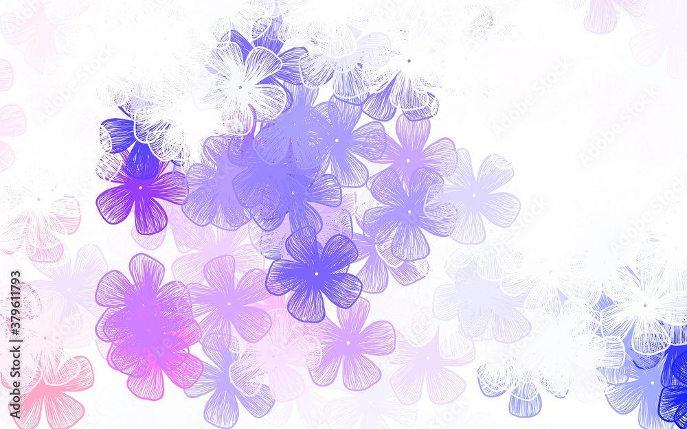 Light Purple, Pink vector doodle pattern with flowers