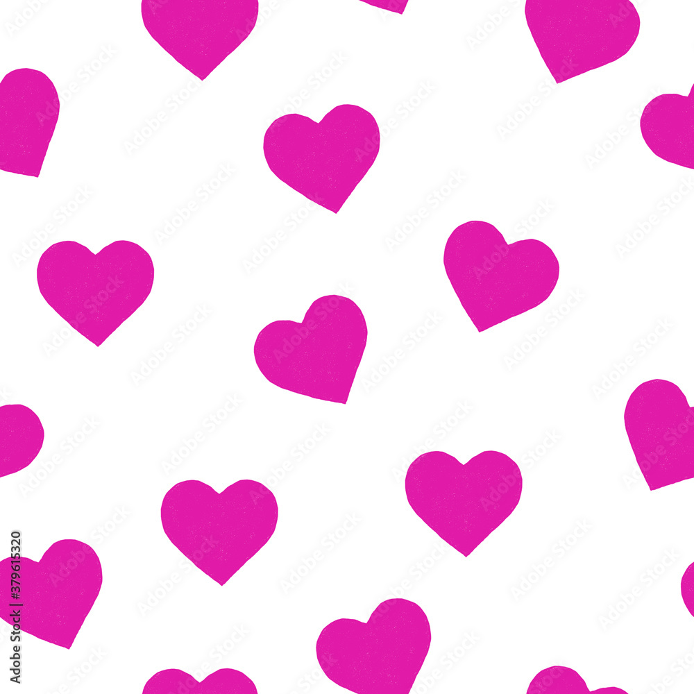 seamless pattern with pink hearts on a white background