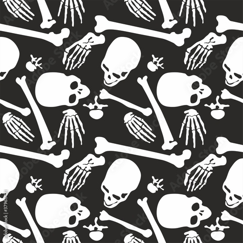 Day of The Dead. Seamless pattern made of skulls and bones. Skeleton pattern.