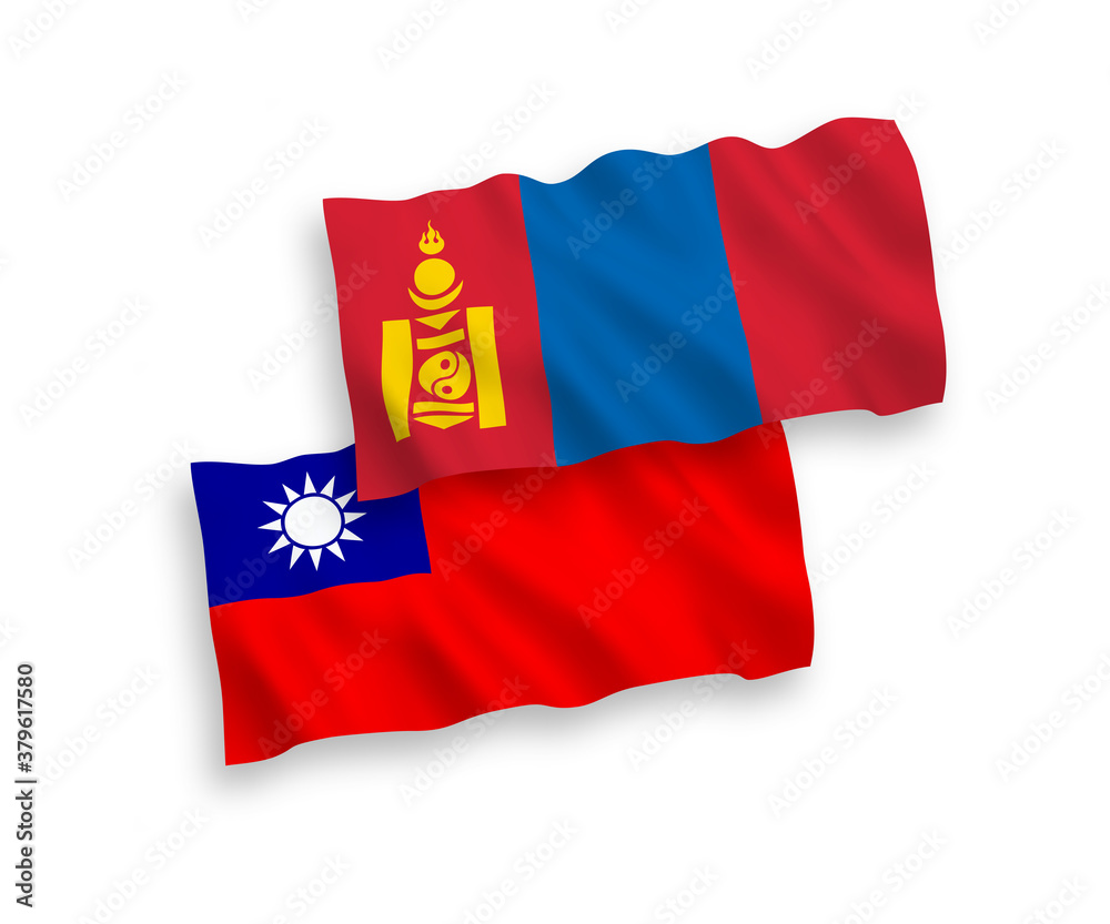 Flags of Mongolia and Taiwan on a white background Flags of Mongolia and Taiwan on a white background