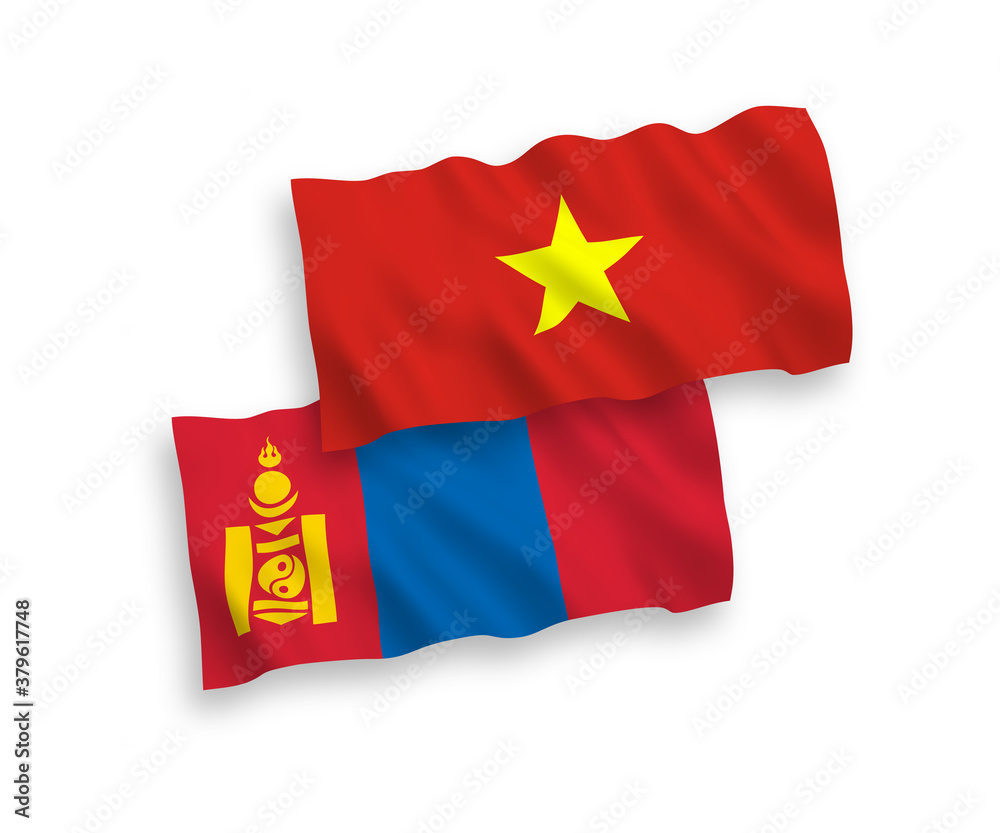 Flags of Mongolia and Vietnam on a white background Flags of Mongolia and Vietnam on a white background