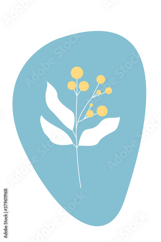 Abstract blue yellow plant background for design room interior poster, wallpaper, wall decor, greeting card, party invitation, phone case, tote bag, shop sale advertising, family event flyer.