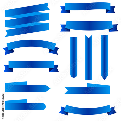 Blue ribbons banners. Set of ribbons.