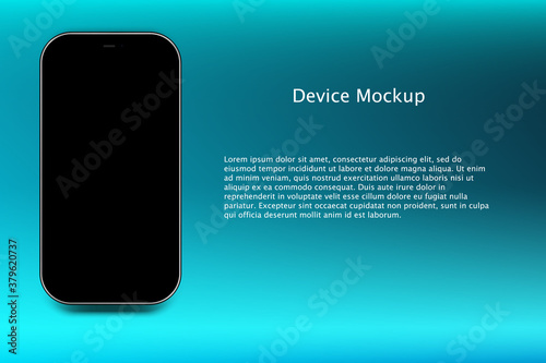 Mock-up smart phone empty screen front view on the blue background