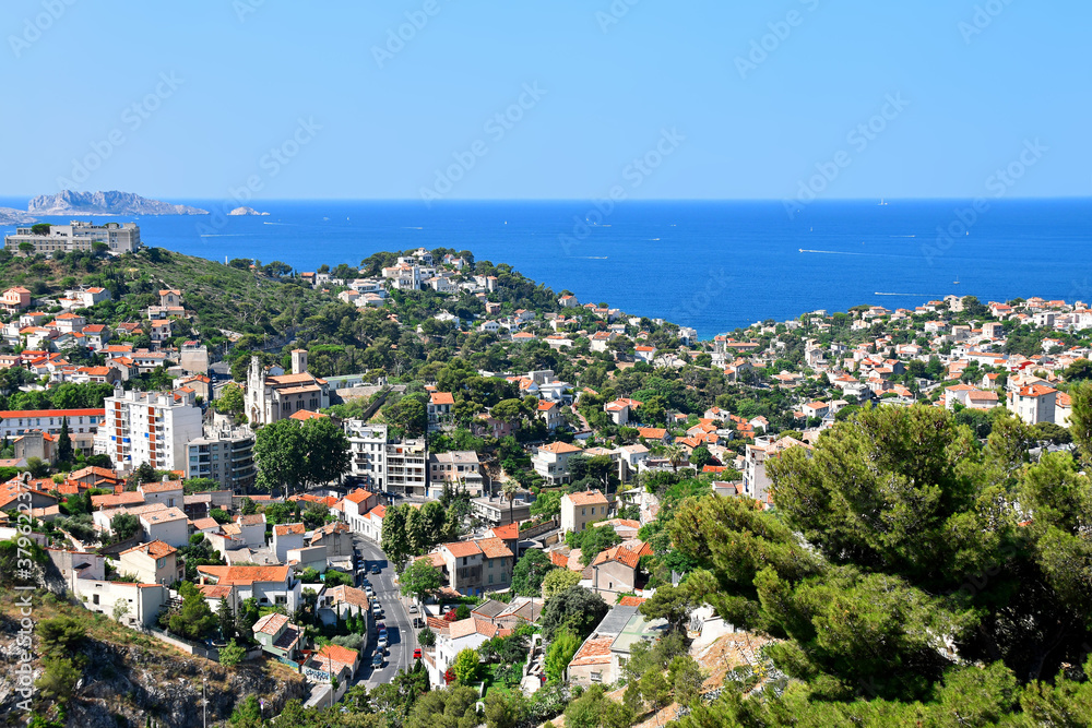 Marseille coastal region, France. Top view from Notre Dame de la Garde