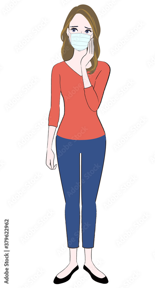 A illustration of a beautiful woman wearing face mask A illustration of a beautiful woman wearing face mask
