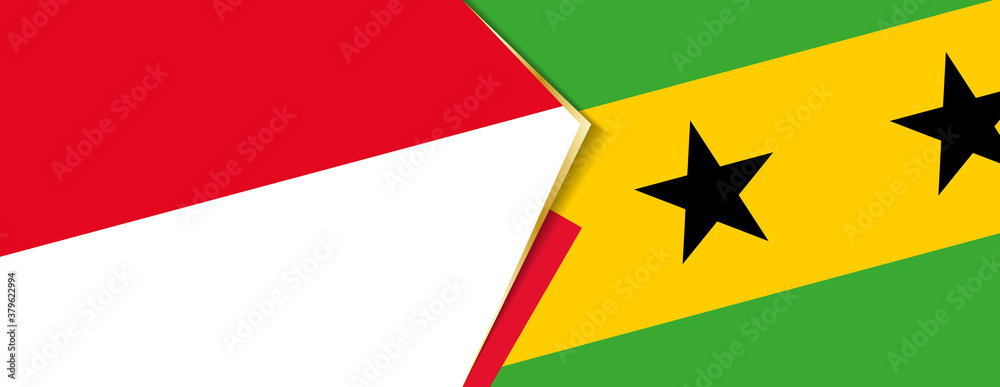Monaco and Sao Tome and Principe flags, two vector flags. Monaco and Sao Tome and Principe flags, two vector flags.