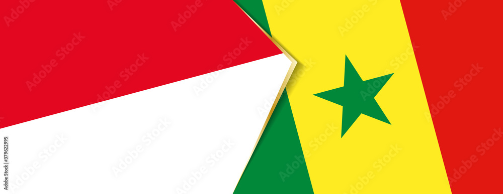 Monaco and Senegal flags, two vector flags.