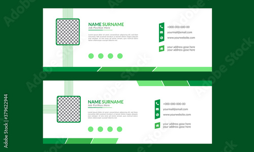 Set of awesome corporate email signature template. White and green personal email signature design