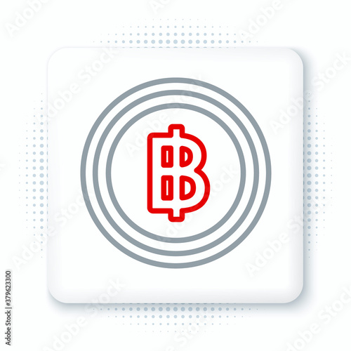 Line Cryptocurrency coin Bitcoin icon isolated on white background. Blockchain technology, bitcoin, digital money market, cryptocoin wallet. Colorful outline concept. Vector.