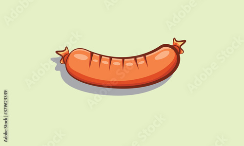 Delicious grilled sausage, editable vector