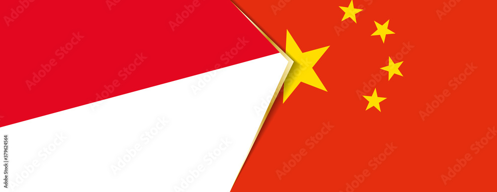 Monaco and China flags, two vector flags. Monaco and China flags, two vector flags.