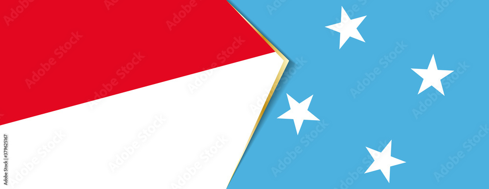 Monaco and Micronesia flags, two vector flags. Monaco and Micronesia flags, two vector flags.