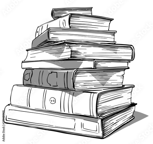 Sketch Hand Drawn stack of books ink vector illustration