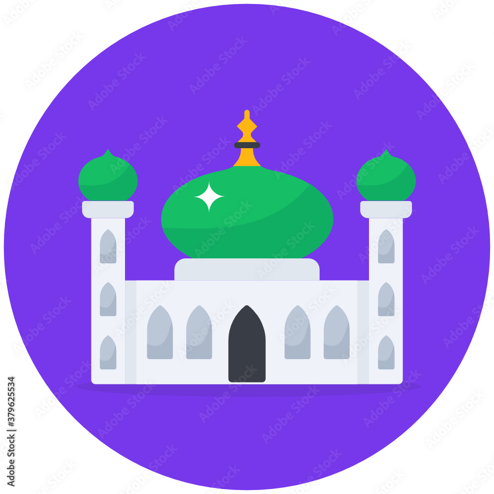 
Place of worship for Muslims, holy mosque in modern editable flat style 
