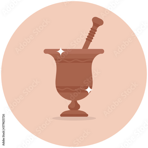 
A vector design of vintage mortar pestle, trendy flat vector 
