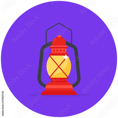 
A portable light, lantern icon in flat vector style
