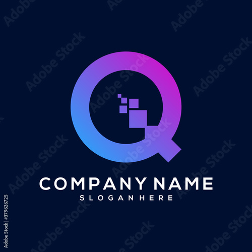 letter q digital vector logo template