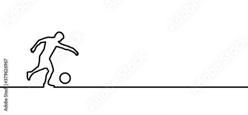 Football player line pattern Soccer football field Funny vector balls background banner Template for EK, WK play model Sport finale World school cup team Sports players game in action Playing success