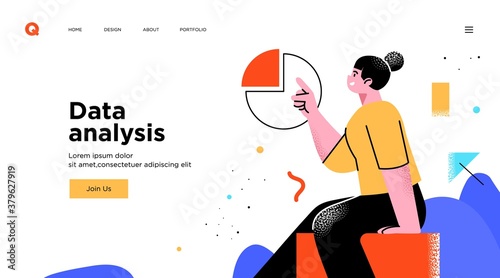 Presentation slide template or landing page website design. Business concept illustrations. Modern flat outline style. Software development tools
