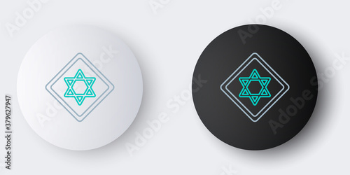 Line Star of David icon isolated on grey background. Jewish religion symbol. Symbol of Israel. Colorful outline concept. Vector.