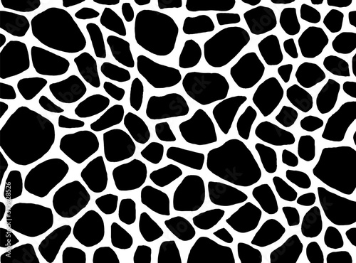 Abstract animal seamless pattern. Wild animal skin texture, modern geometric background, black spots art print. Vector illustration