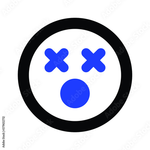 Dizzy emoji face. Cross eyes emoticon vector icon