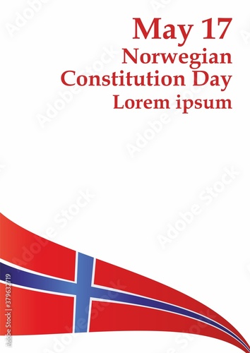 Norwegian Constitution Day is the national day of Norway, May 17. Flag of Norway, Kingdom of Norway. Template for award design, an official document with the flag of Norway. 