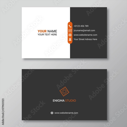 Black & orange simple business card design template