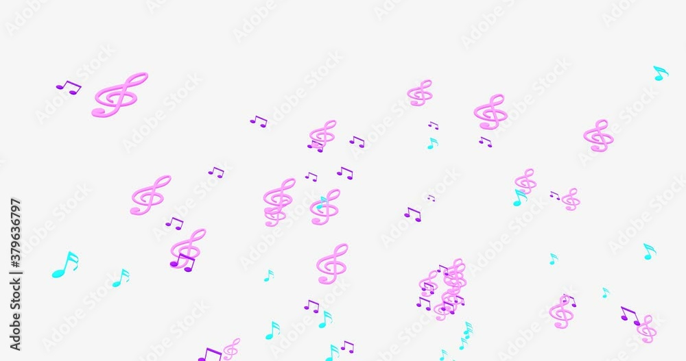 可愛い色をしたたくさんの音符、3Dレンダリング 可愛い色をしたたくさんの音符、3Dレンダリング
