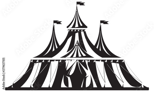 Vintage circus tent. Illustration in monochrome style.