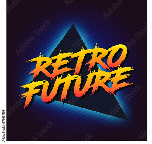 Retro Future Logo 80's Style Vector Art | Glowy Neon Logo Synthwave